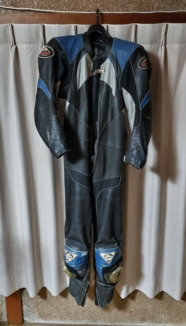 KUSHITANI レザー バイクツナギ LL 黒/青