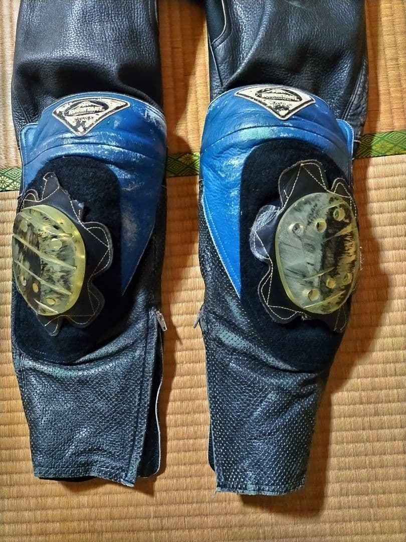 KUSHITANI レザー バイクツナギ LL 黒/青