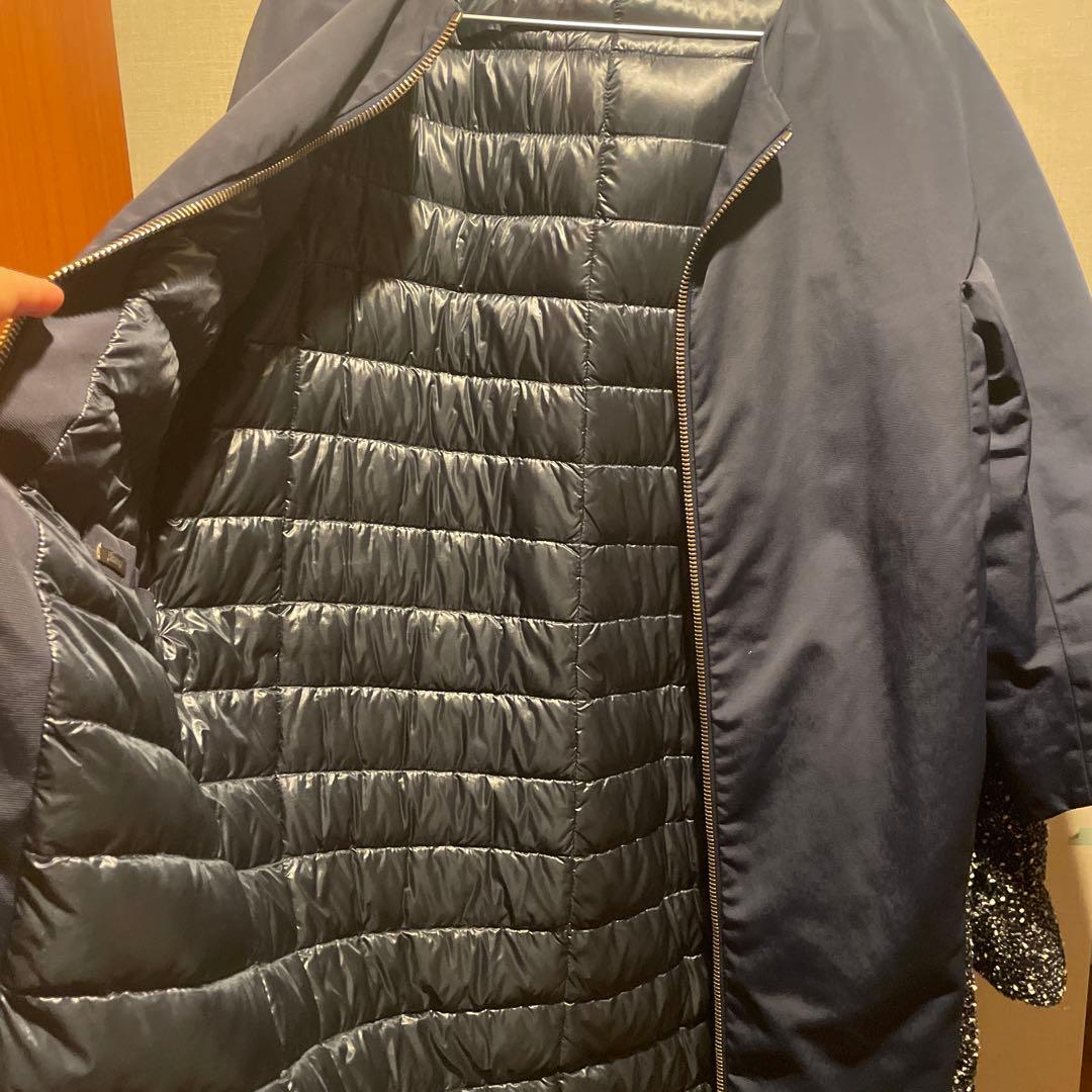 【お値下げしました】HERNO ヘルノ ノーカラーコート 七分袖 紺