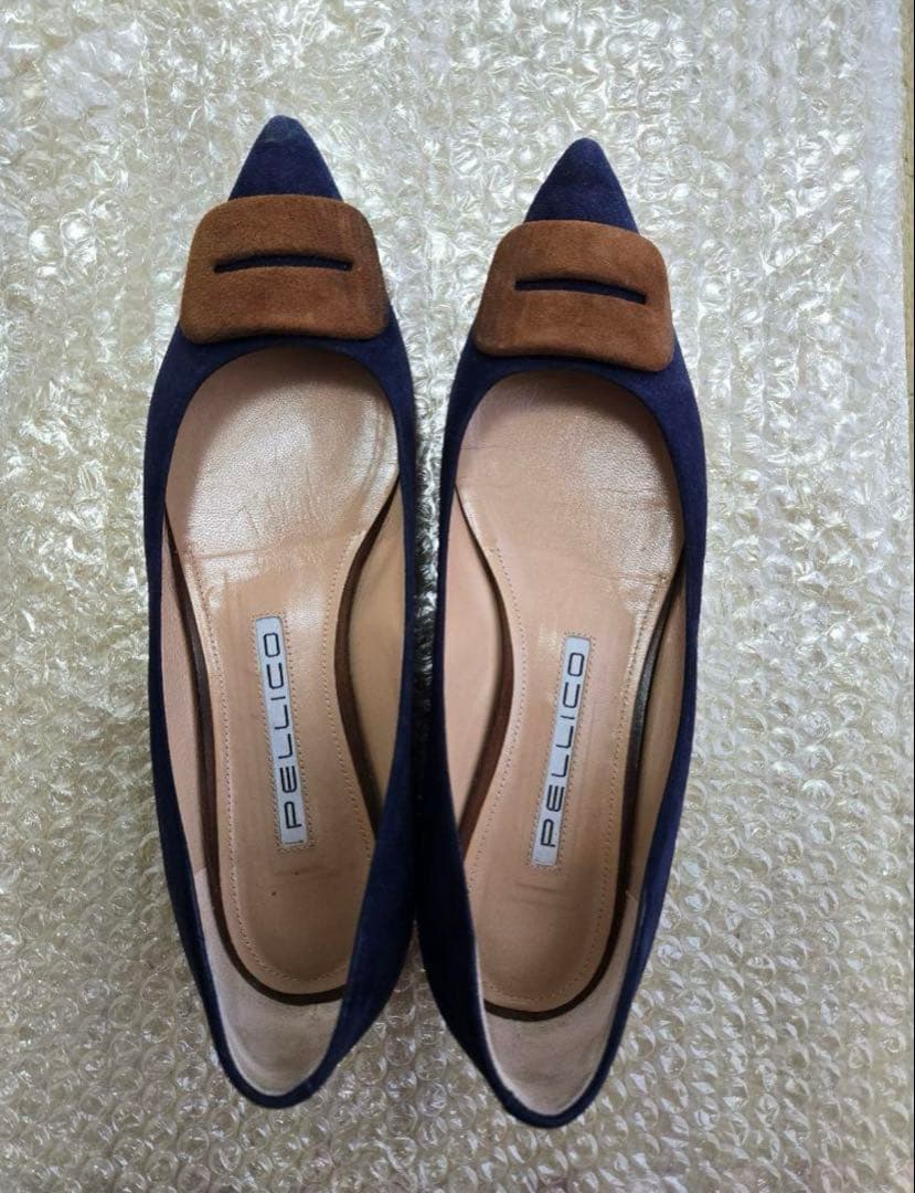 PELLICO ネイビー スエード フラットシューズ