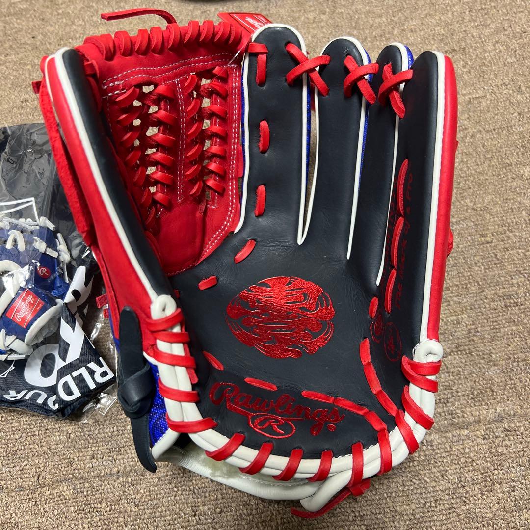 新品　Rawlings 軟式グローブ ネイビースカーレット　オールラウンド　右投