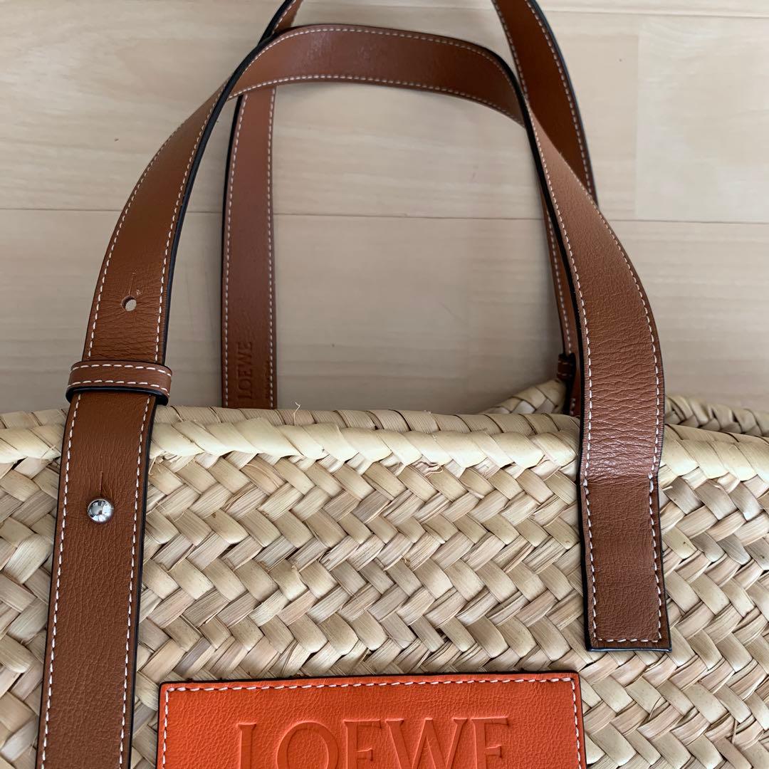 LOEWE かごバッグ ナチュラル オレンジ ラージ