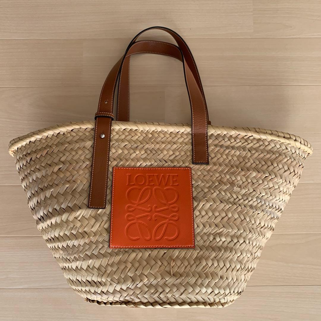 LOEWE かごバッグ ナチュラル オレンジ ラージ