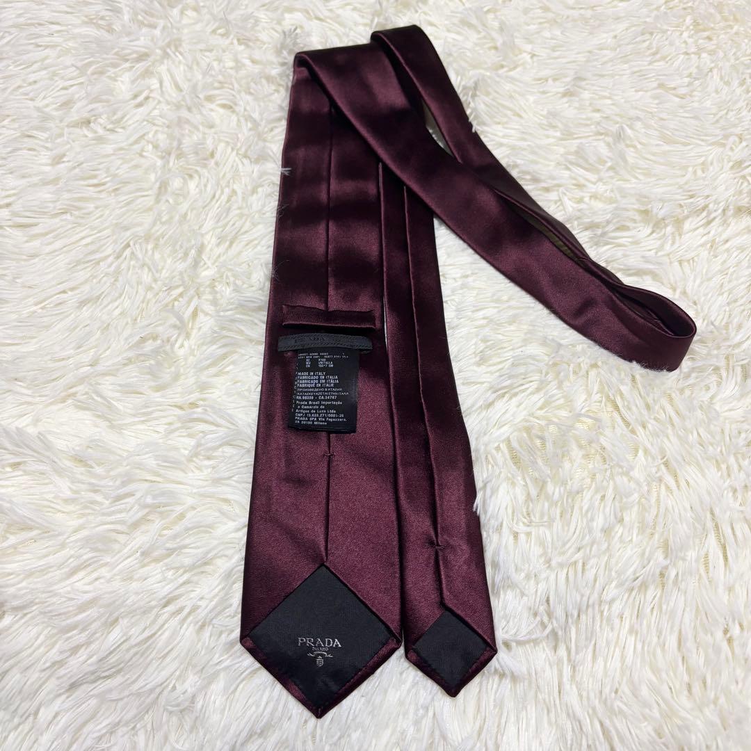 【極美品】PRADA ネクタイ　ソリッド　ボルドー