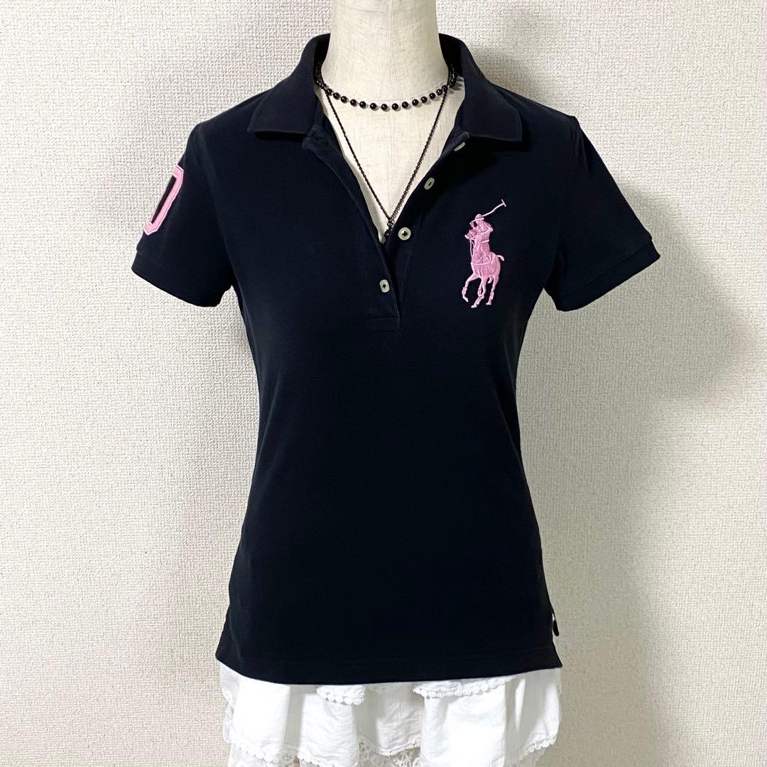 希少 y2k ラルフローレン ビッグポニー ポロシャツ ブラック 平成女児