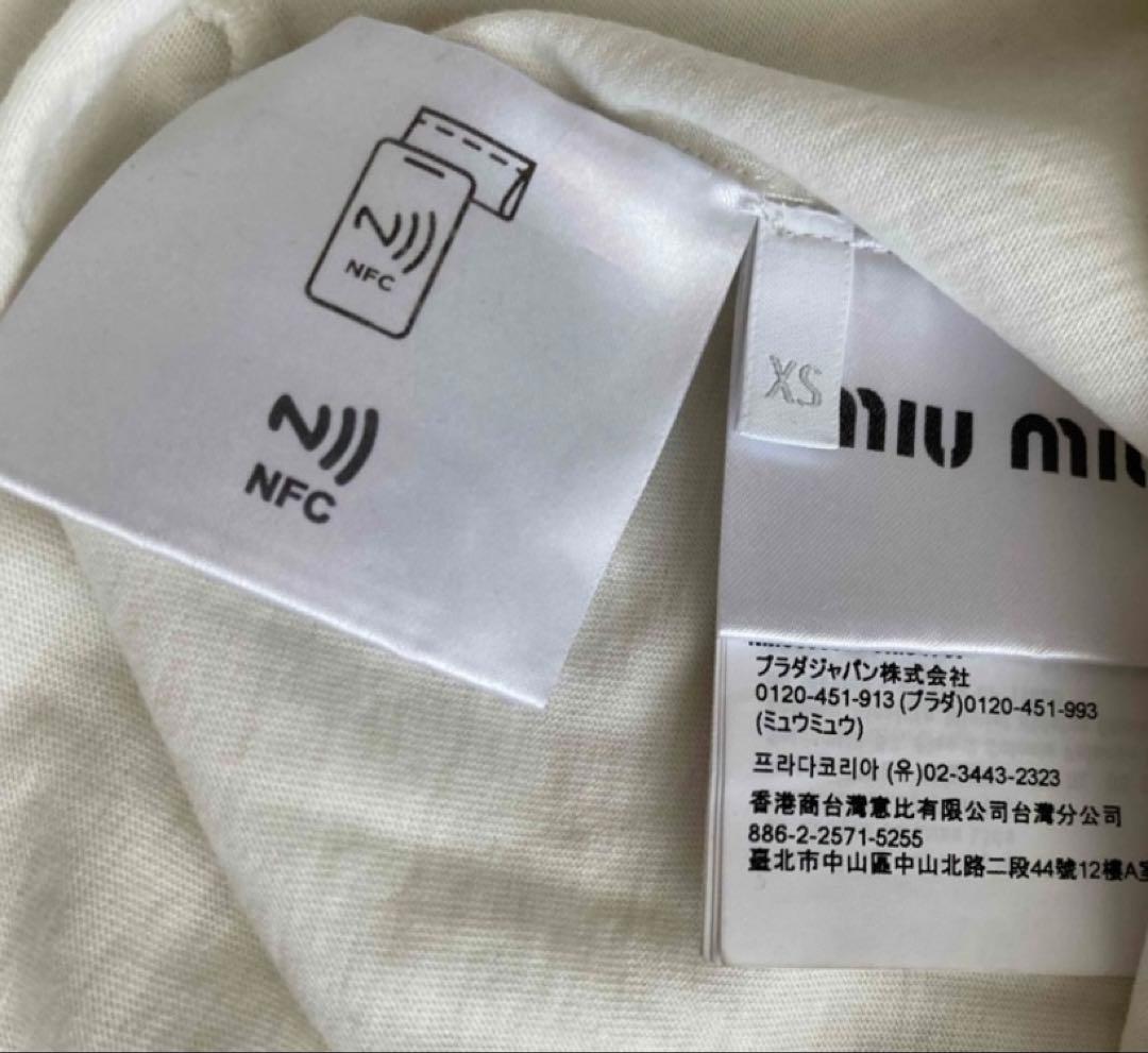miu miu ロゴ入り ホワイトTシャツ 長袖　XS