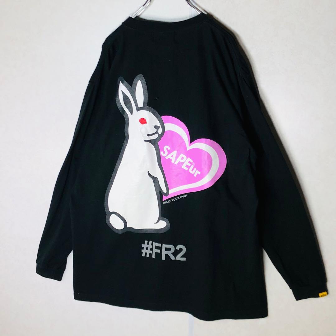 【人気コラボ】FR2 サプール ハートラビット 長袖Tシャツ ロンT L 黒