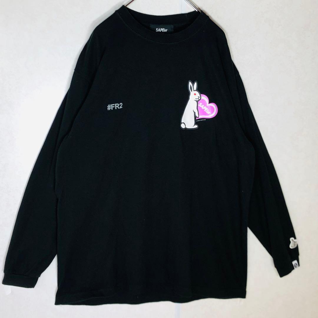 【人気コラボ】FR2 サプール ハートラビット 長袖Tシャツ ロンT L 黒