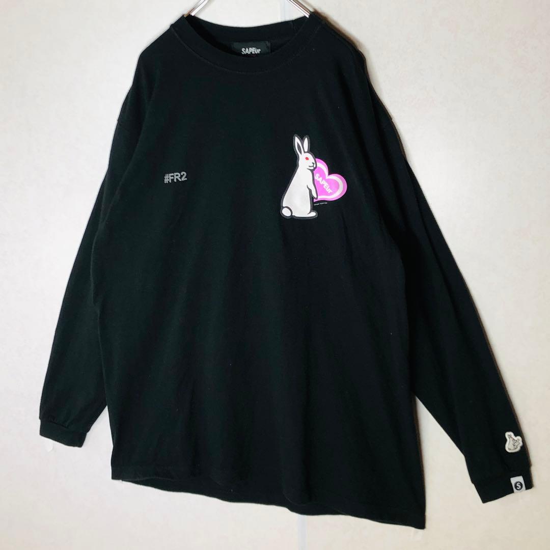 【人気コラボ】FR2 サプール ハートラビット 長袖Tシャツ ロンT L 黒