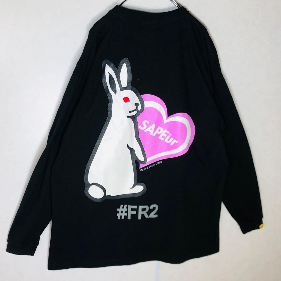 【人気コラボ】FR2 サプール ハートラビット 長袖Tシャツ ロンT L 黒
