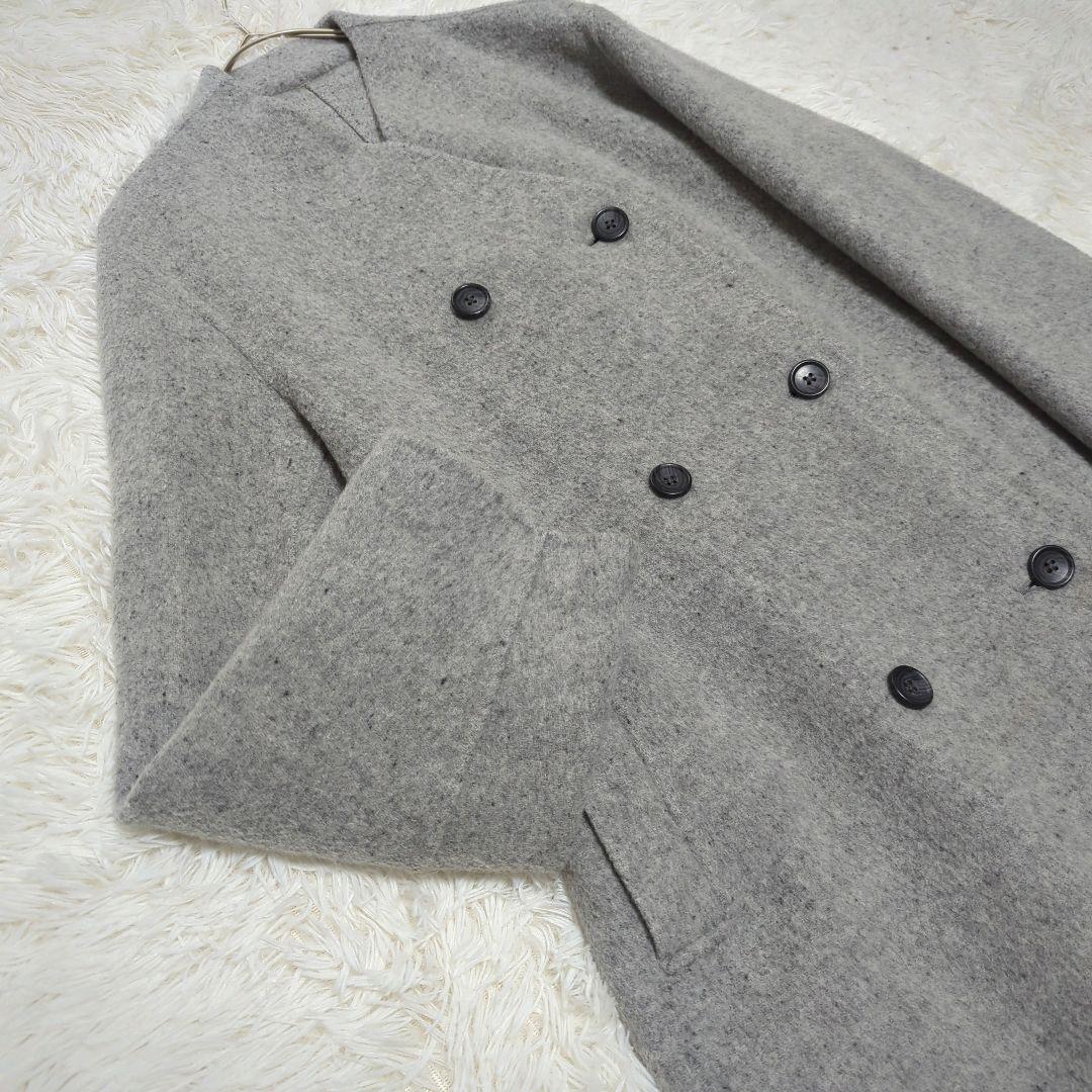 無印良品 Lサイズ カシミヤ混 ノーカラー コート MUJI Labo ダブル