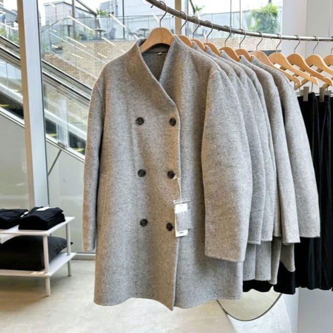 無印良品 Lサイズ カシミヤ混 ノーカラー コート MUJI Labo ダブル