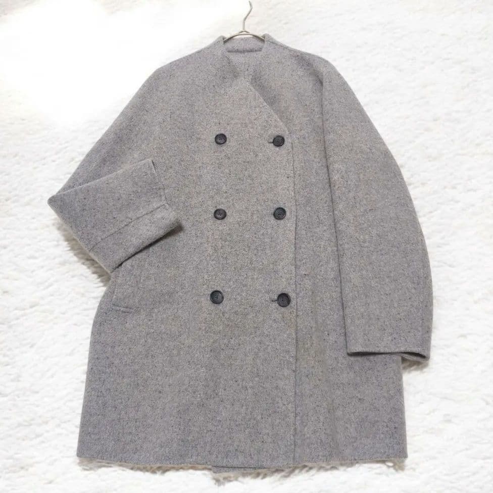 無印良品 Lサイズ カシミヤ混 ノーカラー コート MUJI Labo ダブル