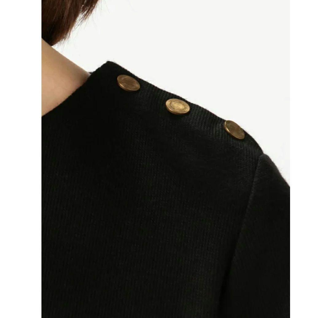 トゥモローランド　シルキーダブルフェイス クルーネックフレアワンピース　黒