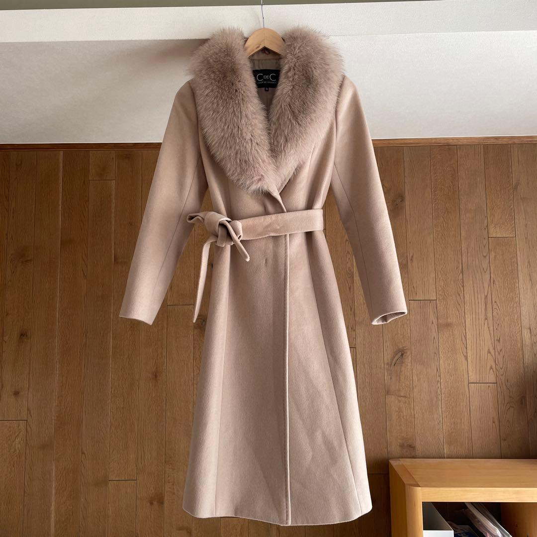 COUP DE CHANCEクードシャンス　フォックスファー付きチェスターコート