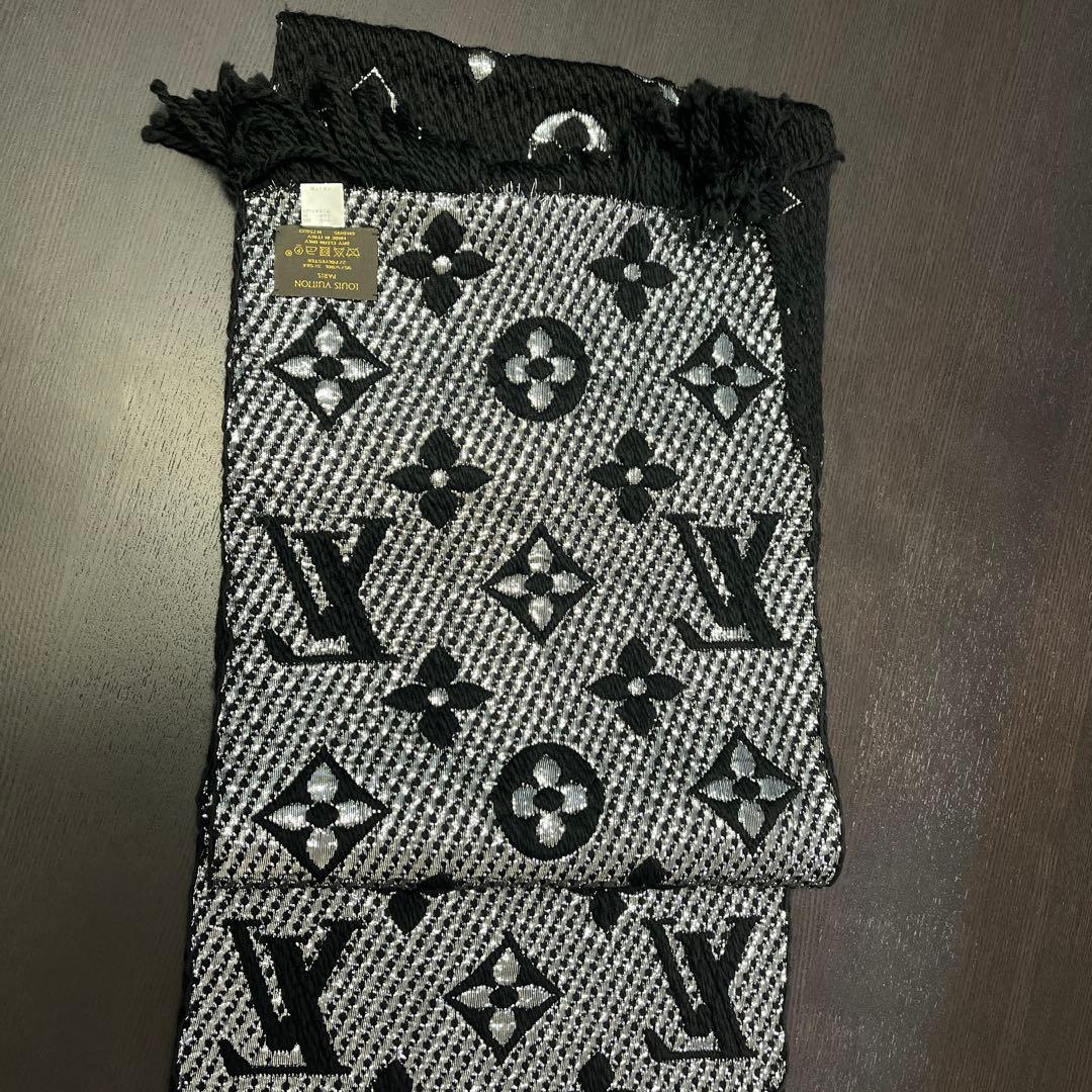 ルイヴィトン　M75833 エシャルプ・ロゴマニア　シャイン　ノワール　マフラー