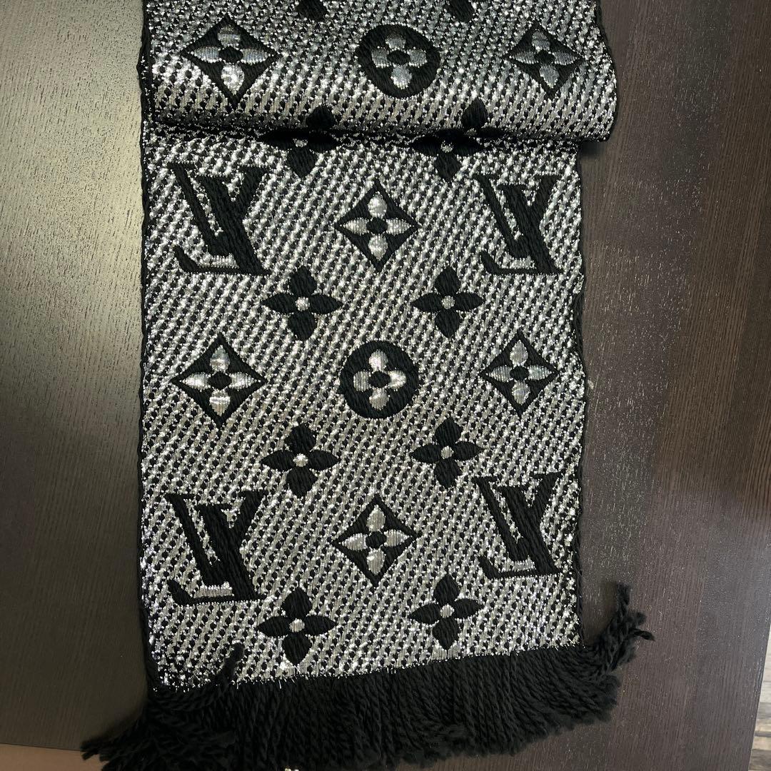 ルイヴィトン　M75833 エシャルプ・ロゴマニア　シャイン　ノワール　マフラー