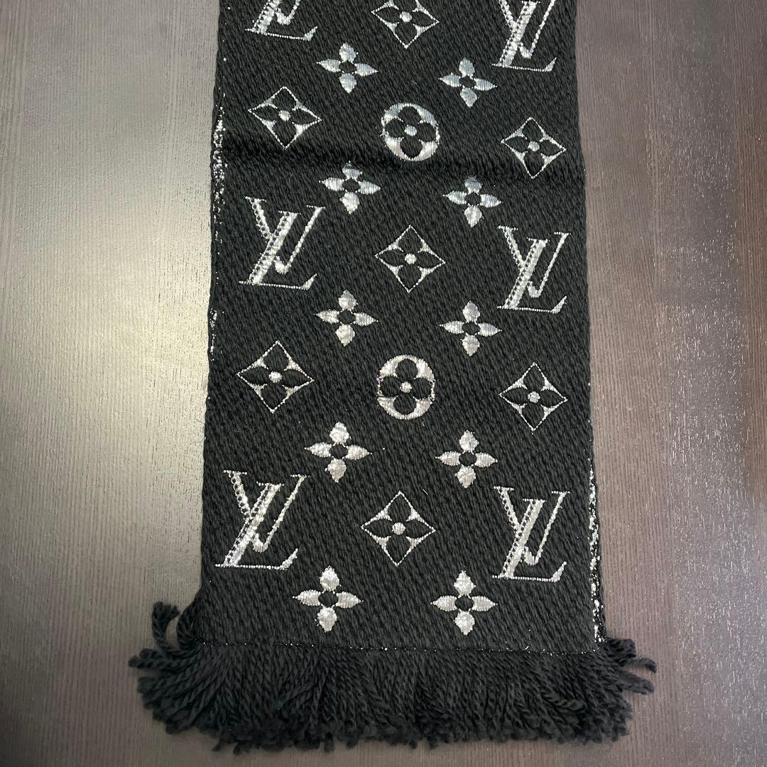 ルイヴィトン　M75833 エシャルプ・ロゴマニア　シャイン　ノワール　マフラー