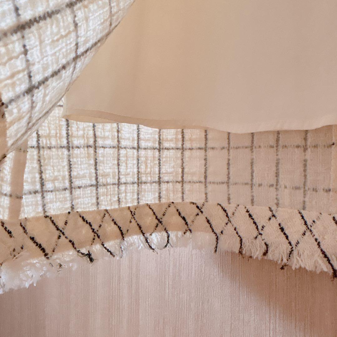 【1271】アナイ　チェックツィードジャンパースカート　白黒　38