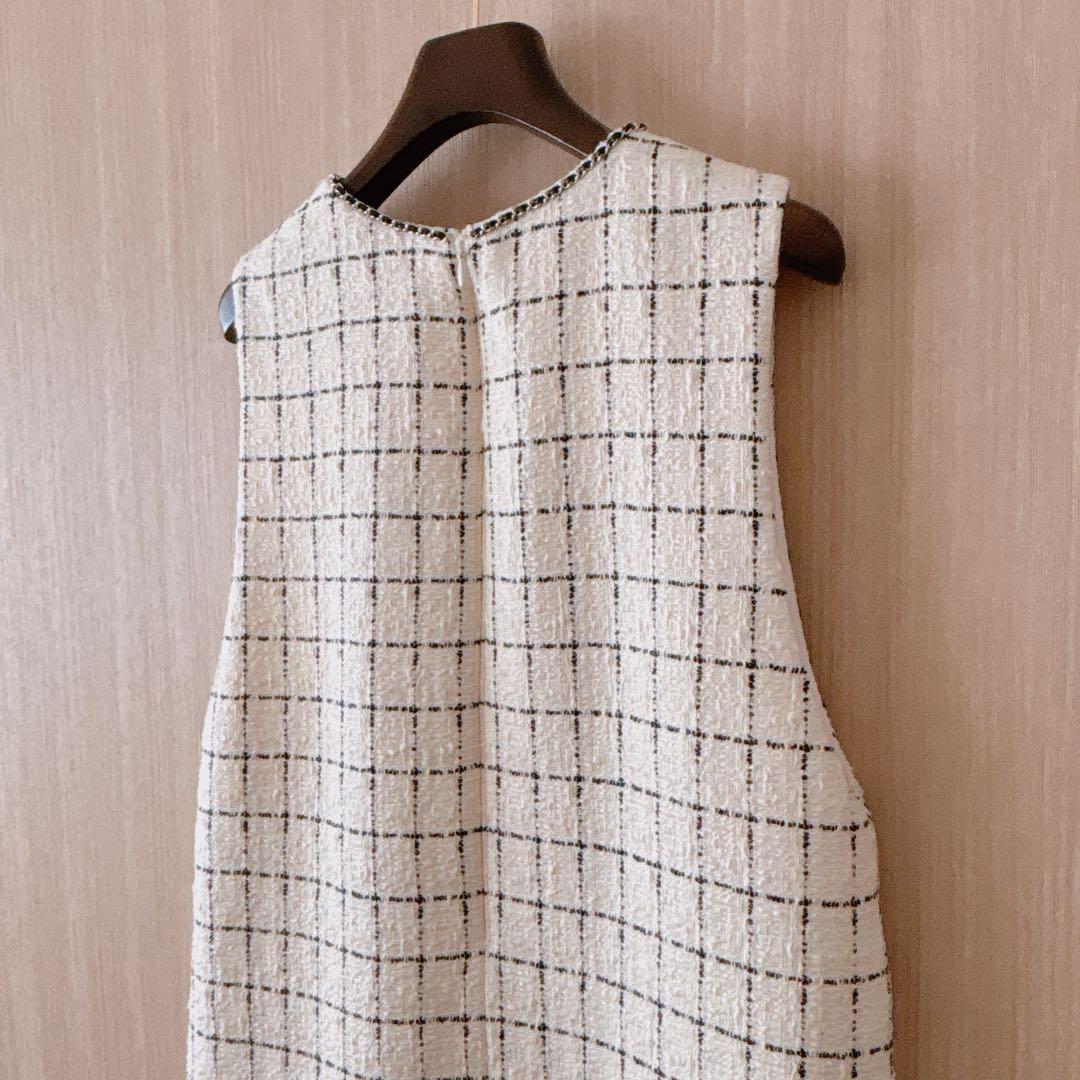 【1271】アナイ　チェックツィードジャンパースカート　白黒　38