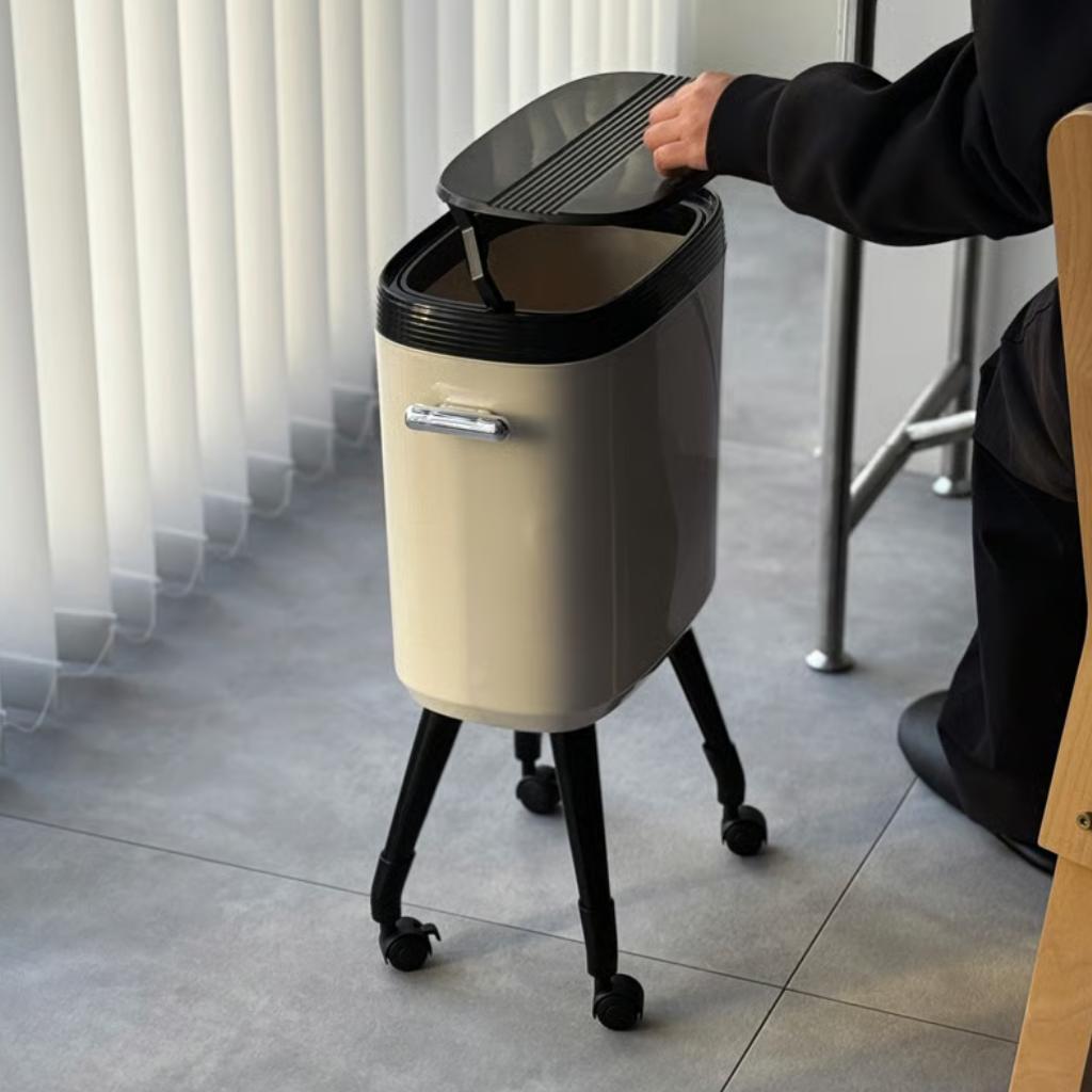 新品 北欧モダン 高脚 レッド ダストボックス ゴミ箱 インテリア 蓋付き