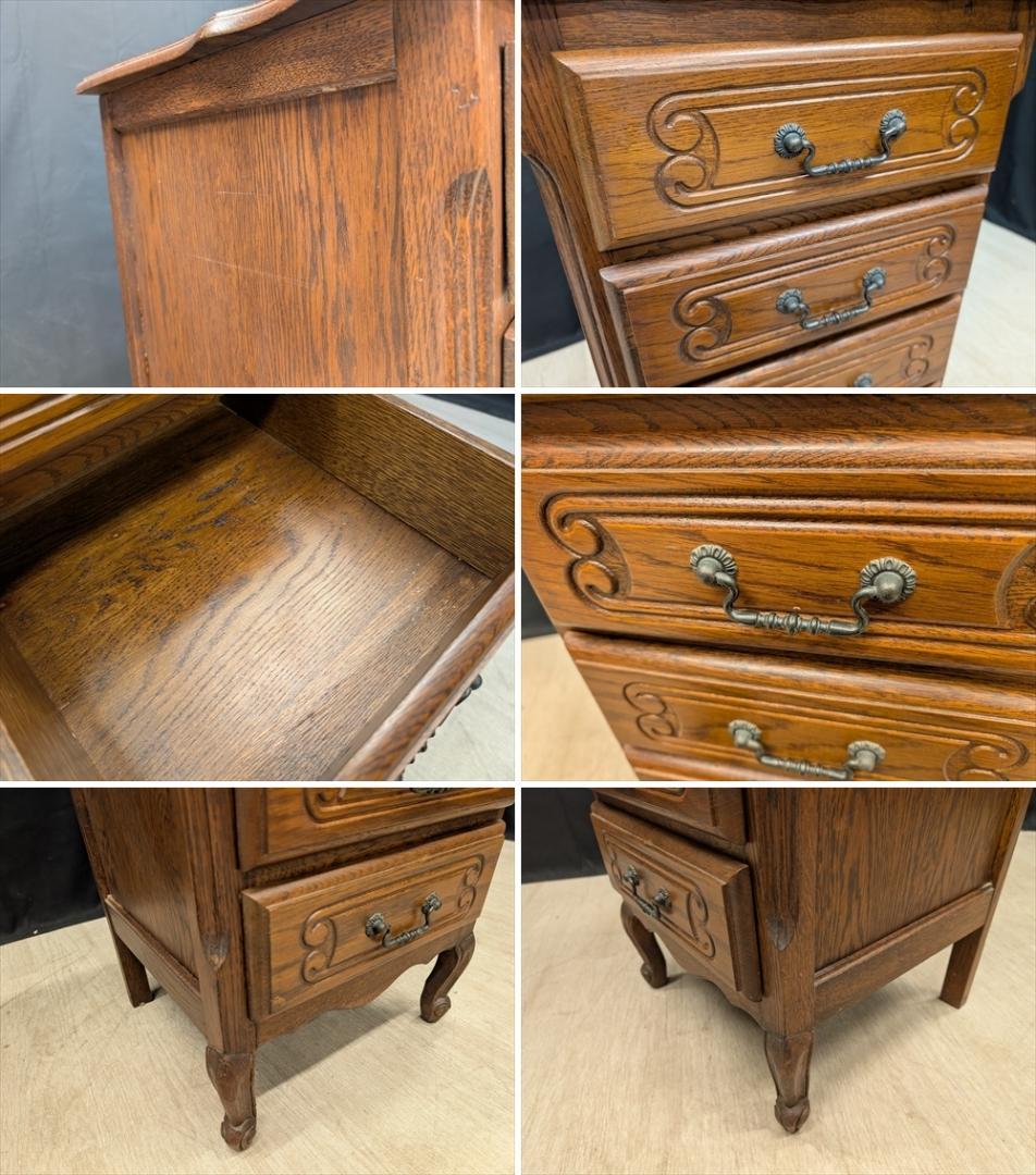 三越家具　ブルージュ　猫脚　オーク　スリムチェスト　タンス　引き出し　ドロワー