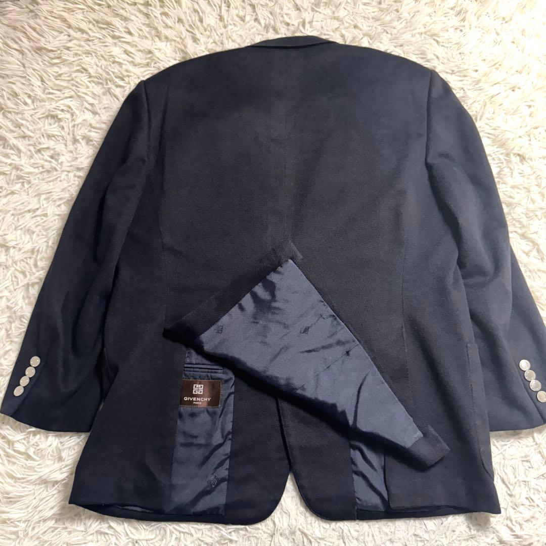 GIVENCHY カシミヤ100% テーラードジャケット　銀ボタン ネイビー