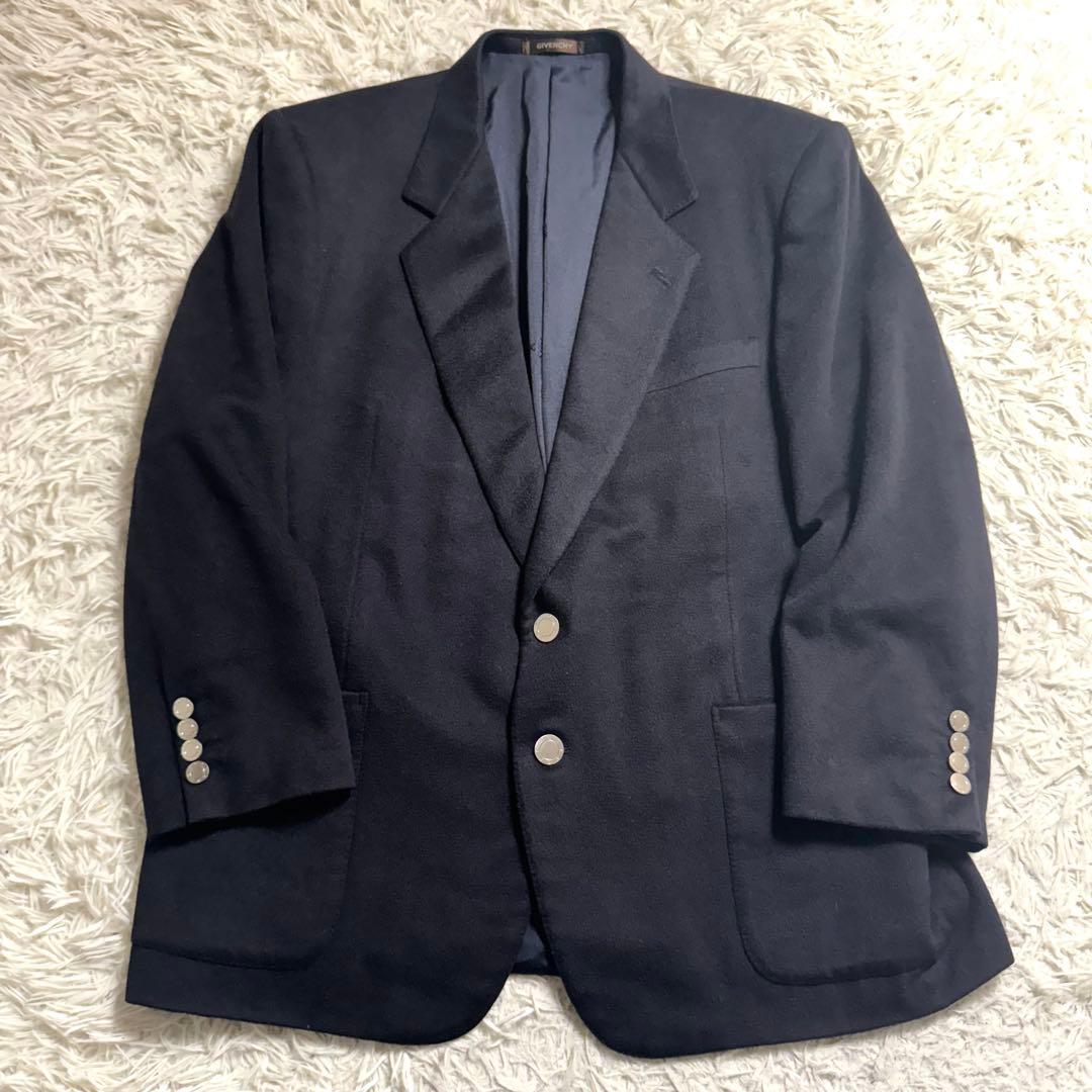 GIVENCHY カシミヤ100% テーラードジャケット　銀ボタン ネイビー