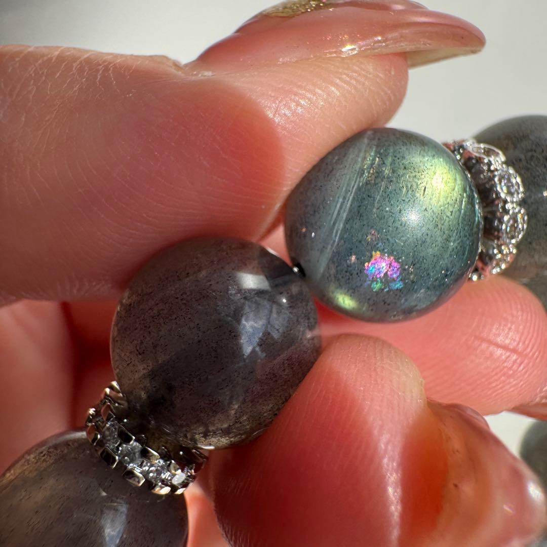 セール　一点物　天然石　ハンドメイドブレス　ラブラドライト