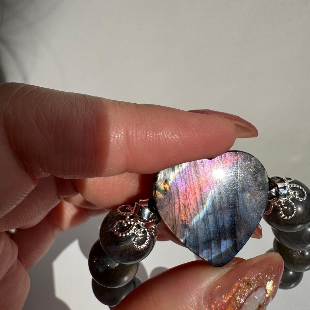 セール　一点物　天然石　ハンドメイドブレス　ラブラドライト