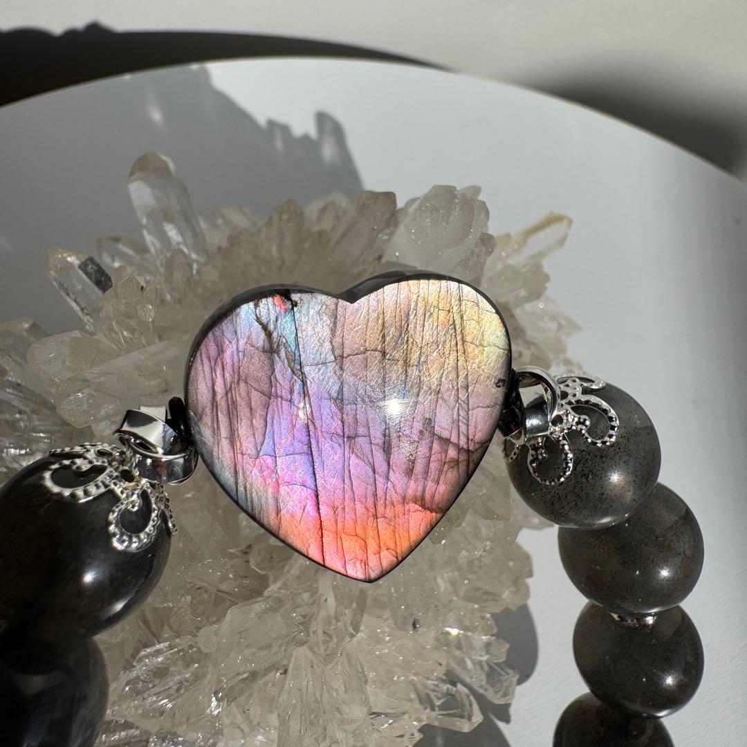 セール　一点物　天然石　ハンドメイドブレス　ラブラドライト