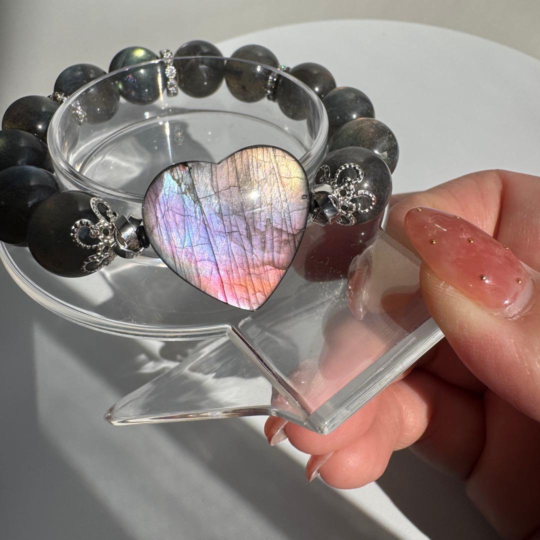 セール　一点物　天然石　ハンドメイドブレス　ラブラドライト