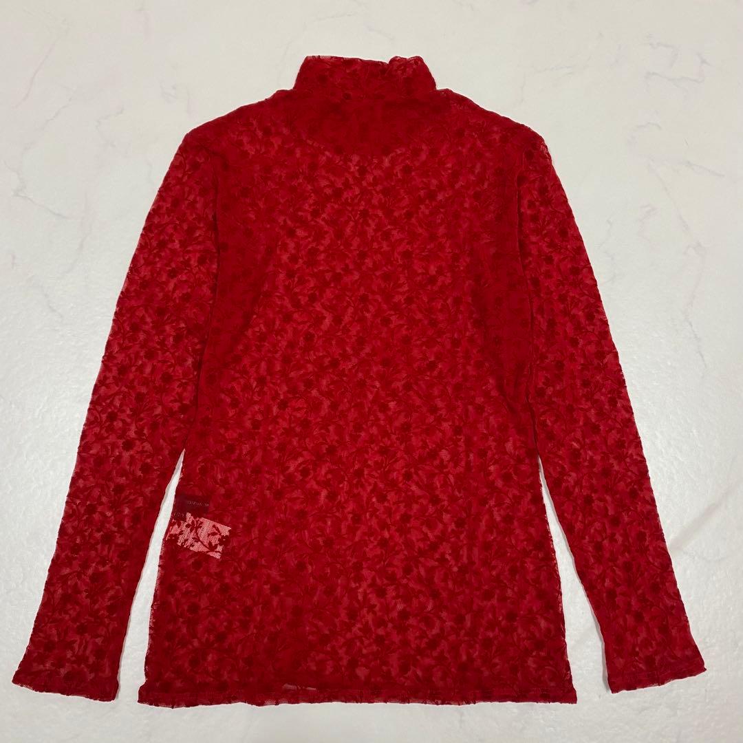 美品★YOHJI YAMAMOTO 長袖カットソー タートルネック 赤 3