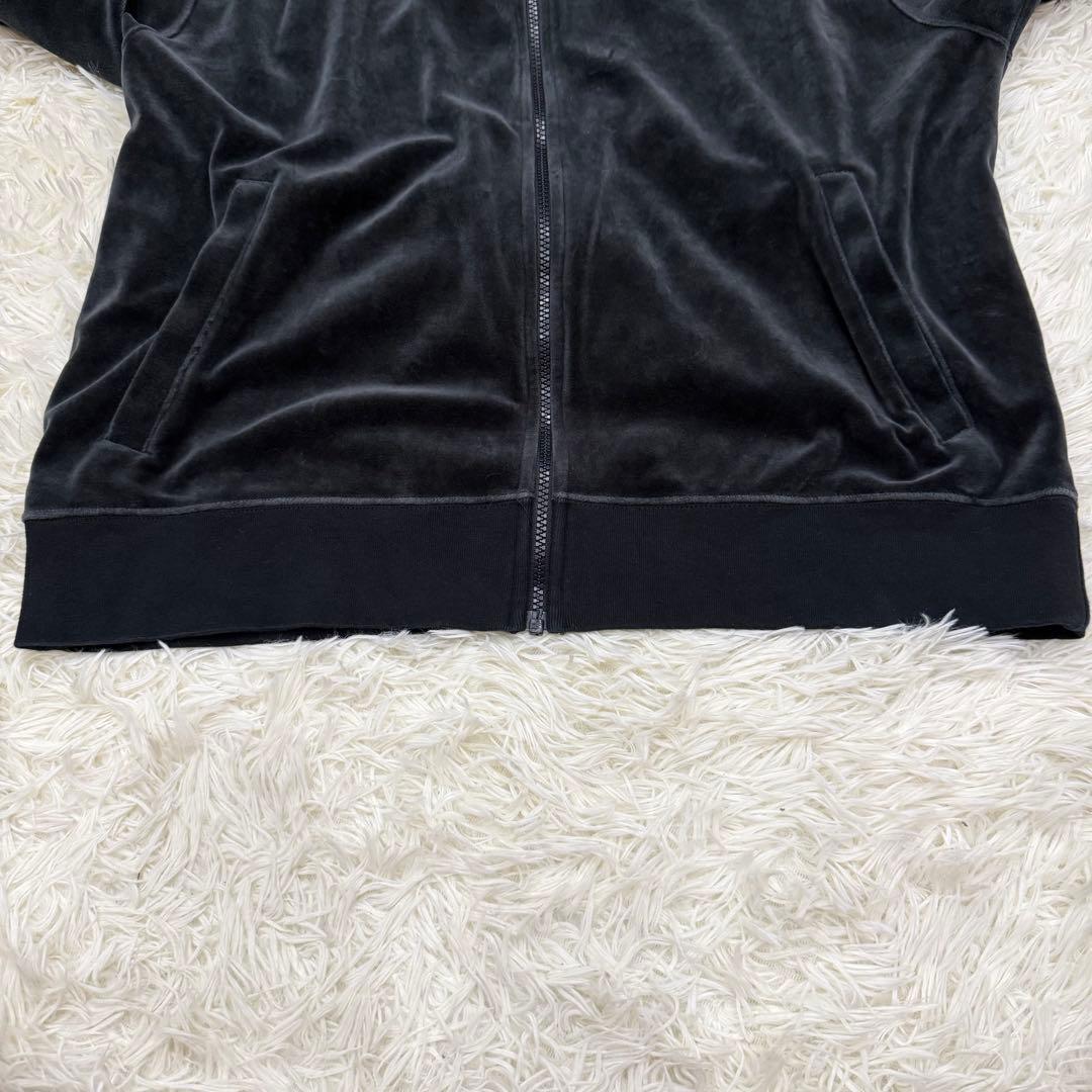 1680　NIKE トラックジャケット　ベロア　XXL　刺繡ロゴ　黒　ブラック