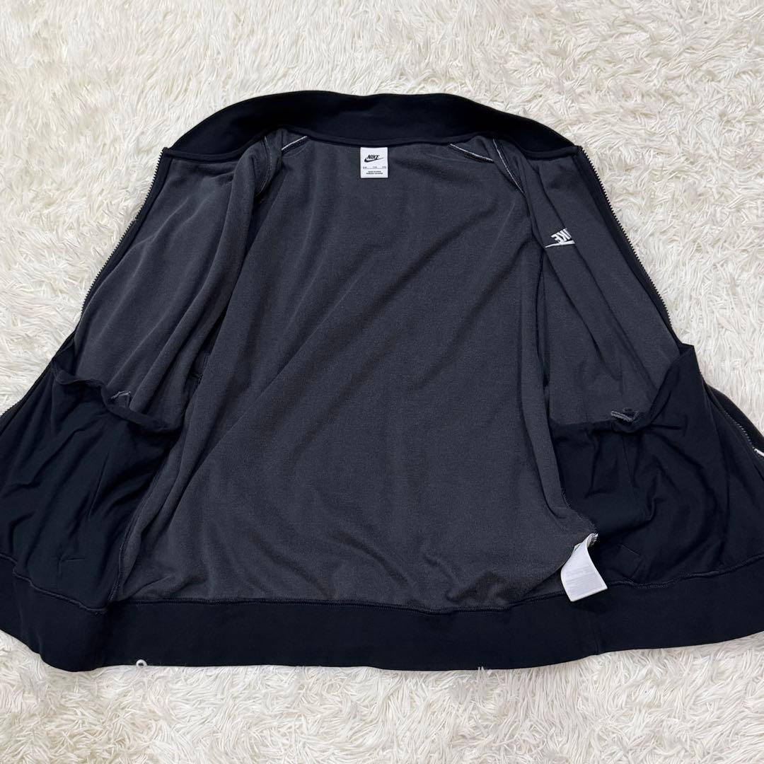 1680　NIKE トラックジャケット　ベロア　XXL　刺繡ロゴ　黒　ブラック