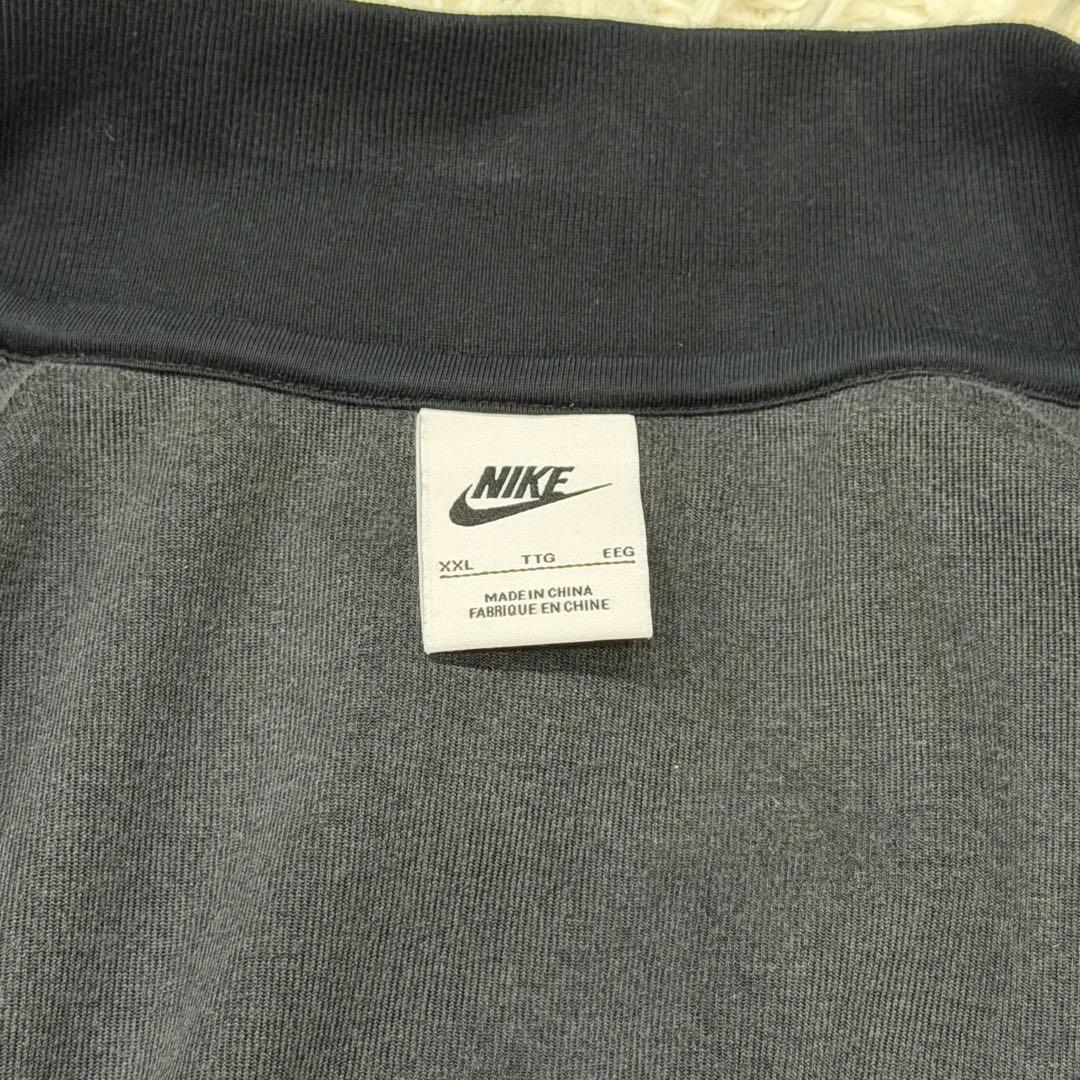 1680　NIKE トラックジャケット　ベロア　XXL　刺繡ロゴ　黒　ブラック