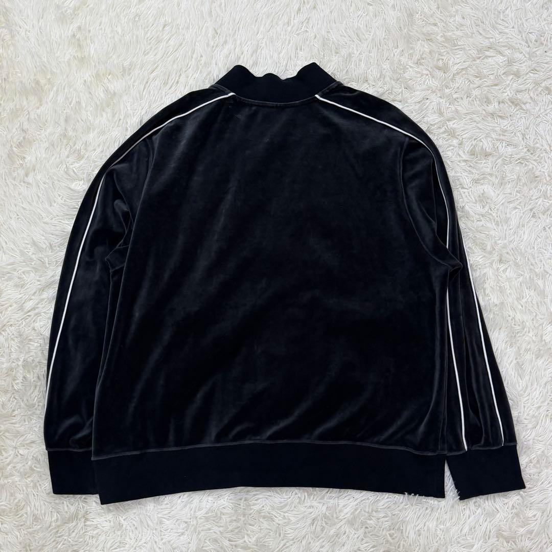 1680　NIKE トラックジャケット　ベロア　XXL　刺繡ロゴ　黒　ブラック