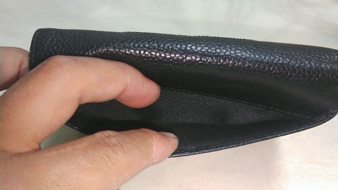 CHANEL ブラック レザー がま口財布