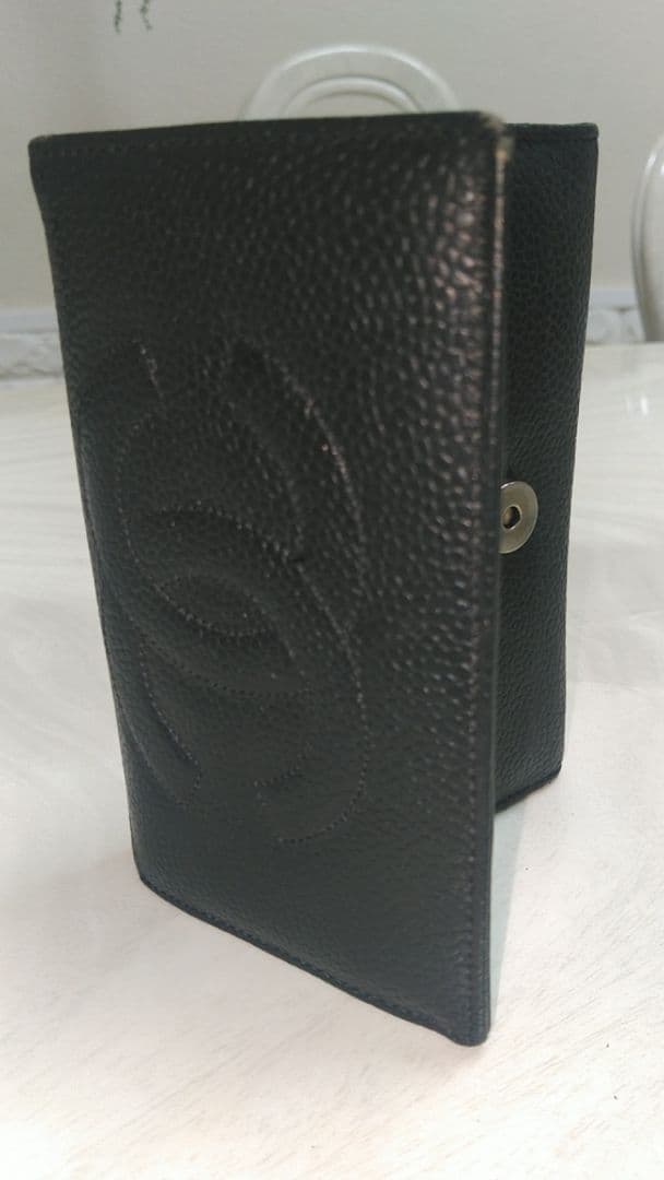 CHANEL ブラック レザー がま口財布