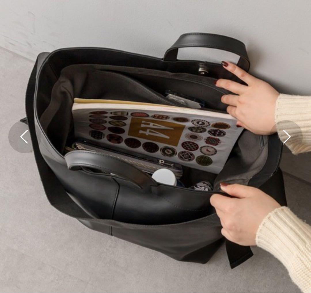 美品 イヤパピヨネ レザー 2way A4サイズ ワイドテープトートバッグ L