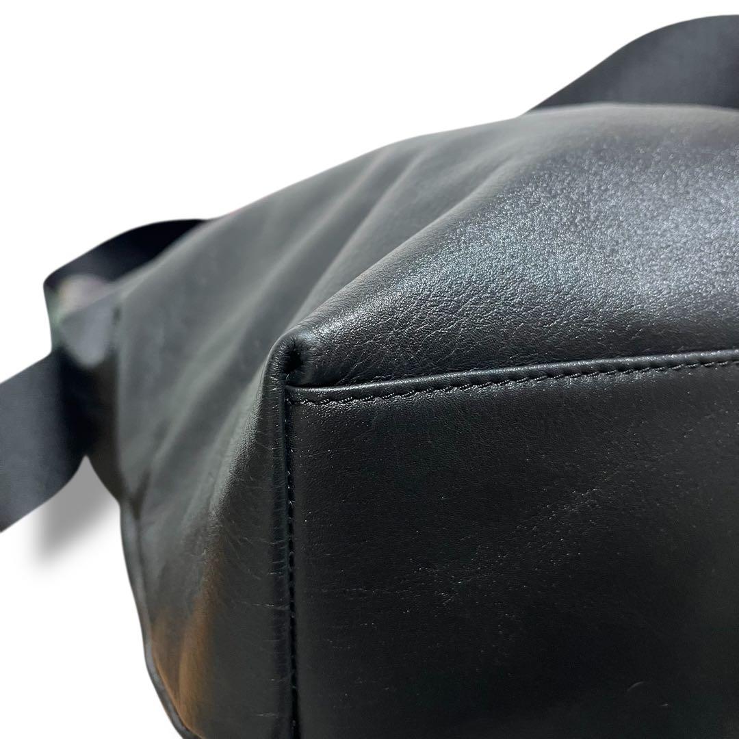 美品 イヤパピヨネ レザー 2way A4サイズ ワイドテープトートバッグ L