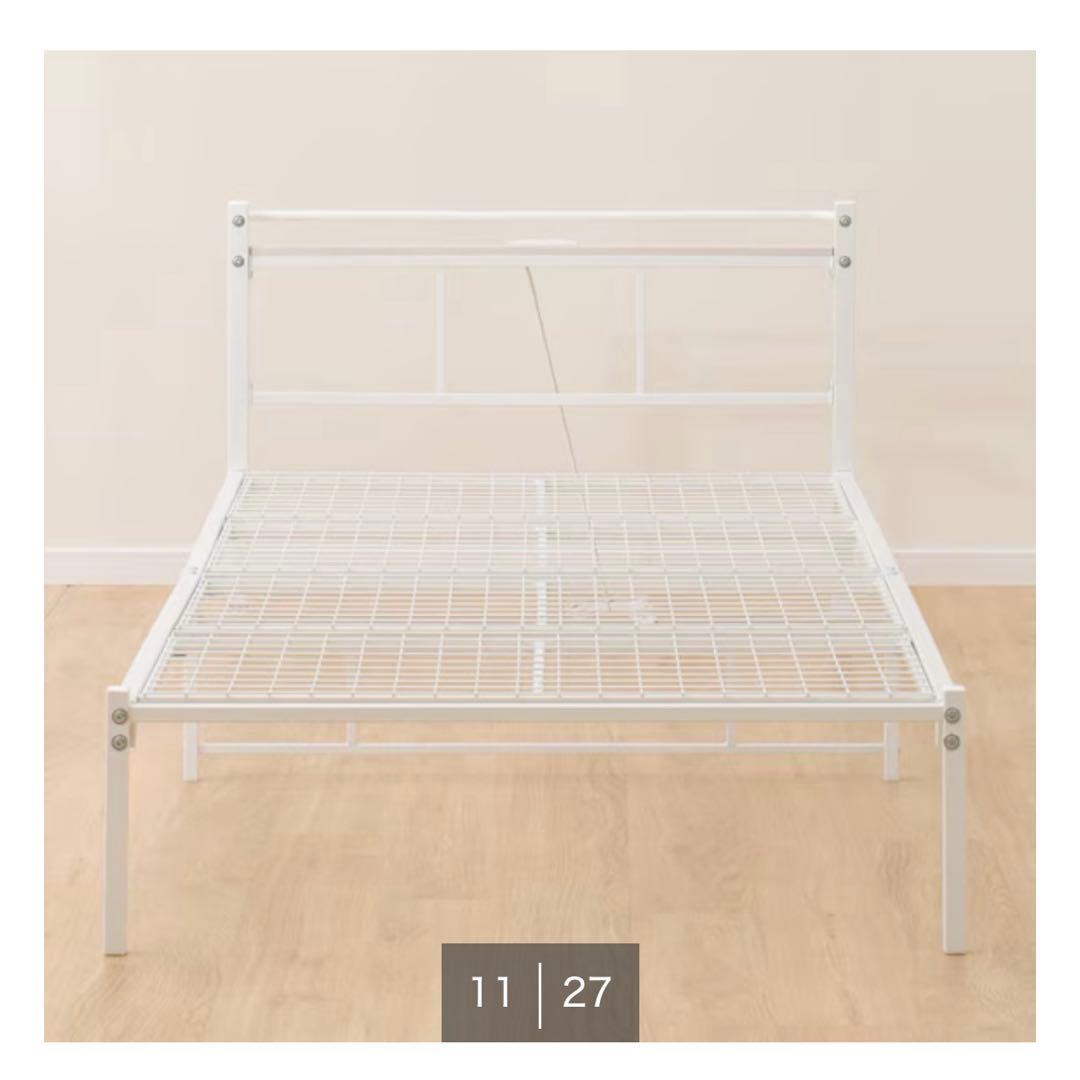 ニトリ パイプベッドフレーム ホワイトシングル バジーナC 取扱説明書付き