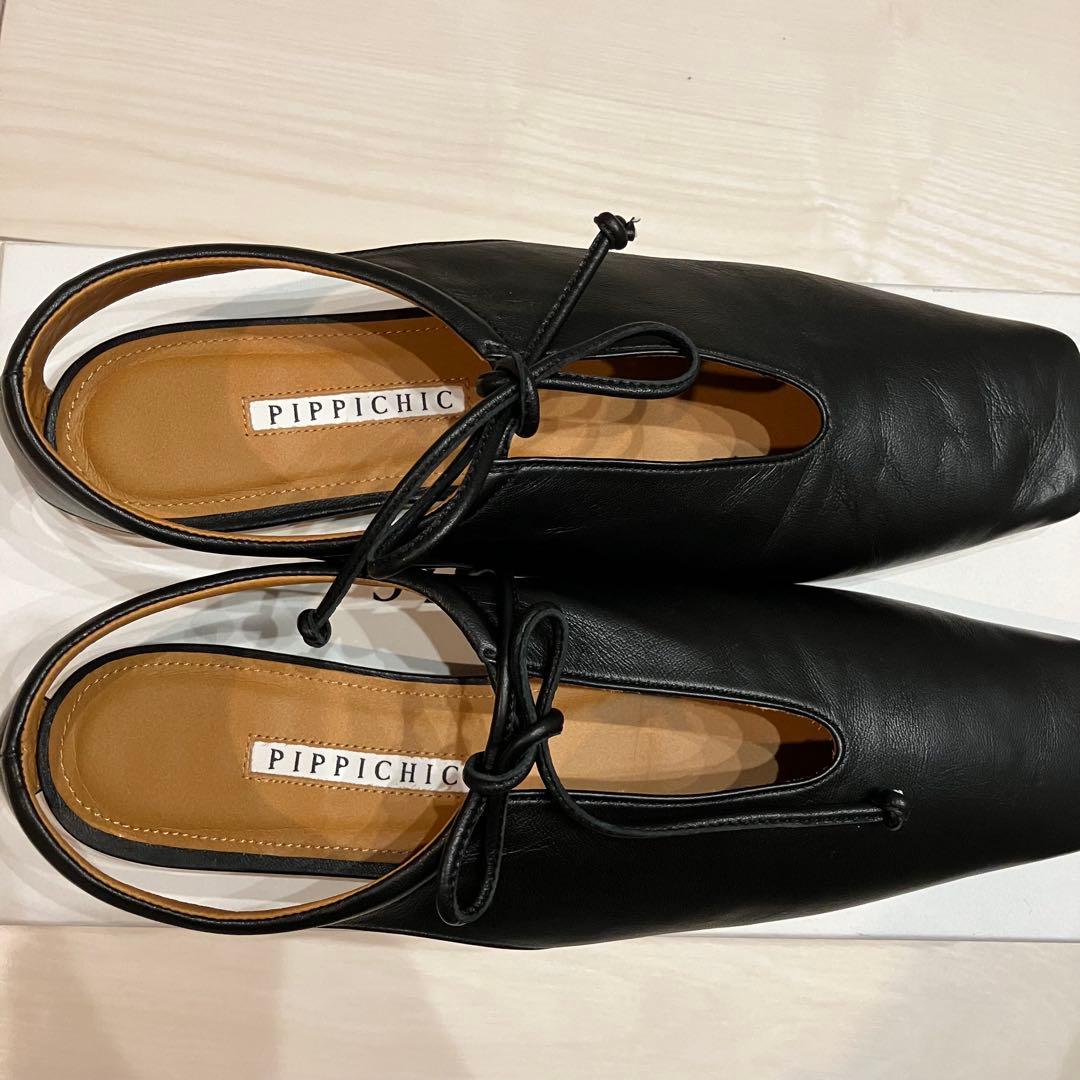 未使用級　ピッピシック アンバーココ レザー フラットシューズ 38 箱有り