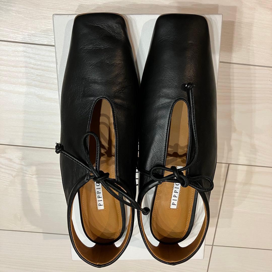 未使用級　ピッピシック アンバーココ レザー フラットシューズ 38 箱有り