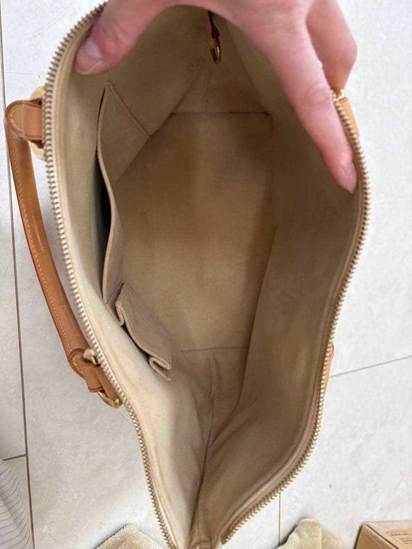 ダミエ　トートバッグ ホワイト/グレー