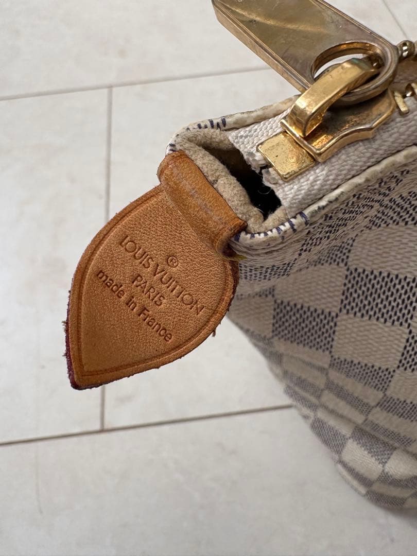 ダミエ　トートバッグ ホワイト/グレー