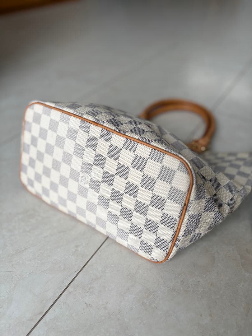 ダミエ　トートバッグ ホワイト/グレー