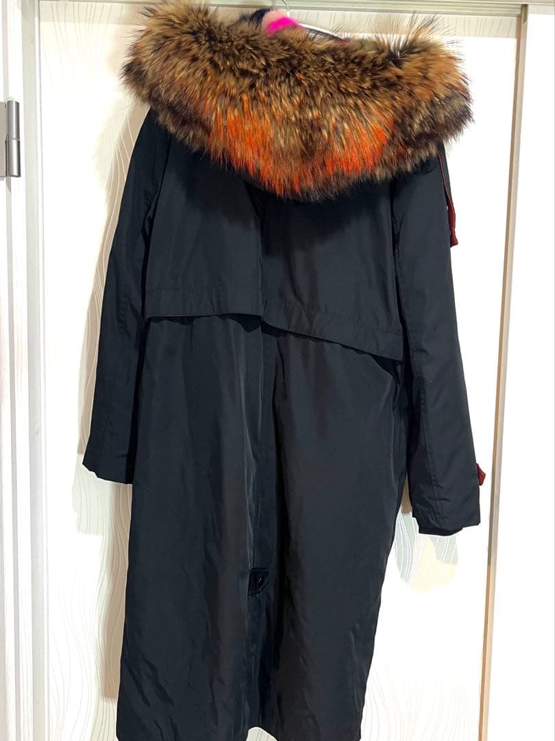 ミニタリーロングコート 2way ミンク ブラック オレンジ