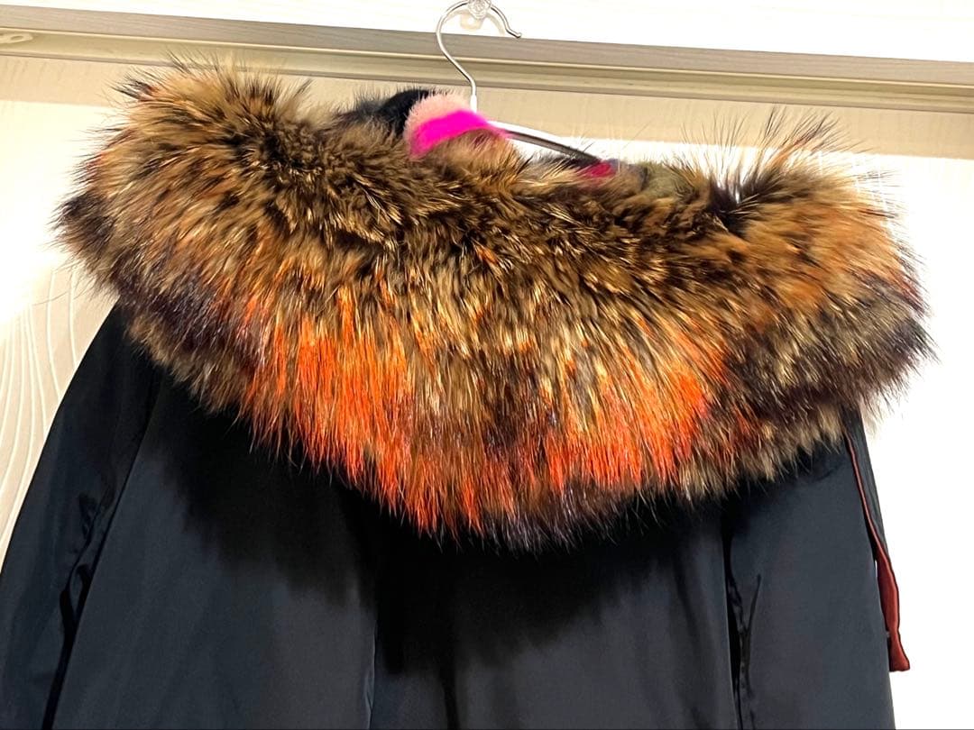 ミニタリーロングコート 2way ミンク ブラック オレンジ