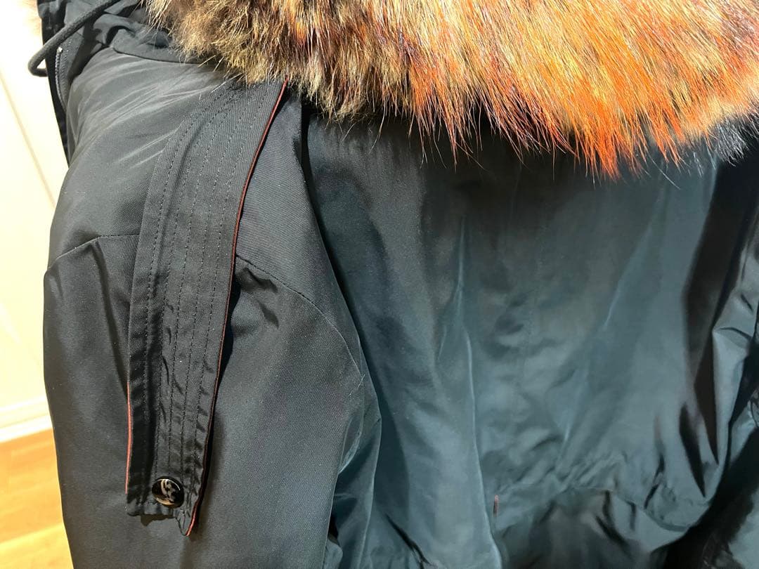 ミニタリーロングコート 2way ミンク ブラック オレンジ